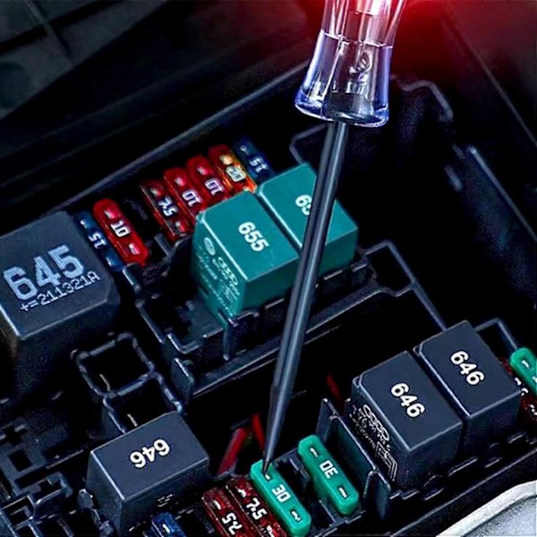1 st bil digital testpenna, 6V-12V-24V DC bilkrets testlampa, bil lastbil fordonskrets lågspänningstestare (röd)