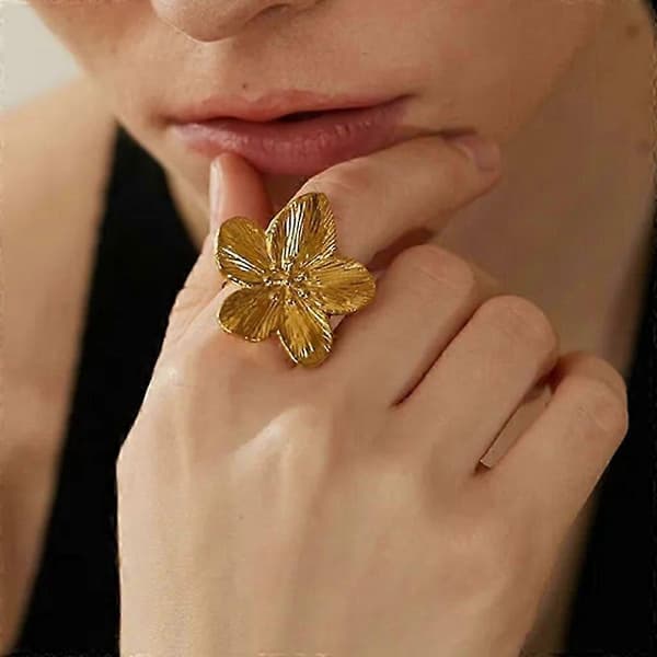 Simpel Blomst Åben Ring Romantiske Fingerbånd Ring Mode Justerbare Ringe