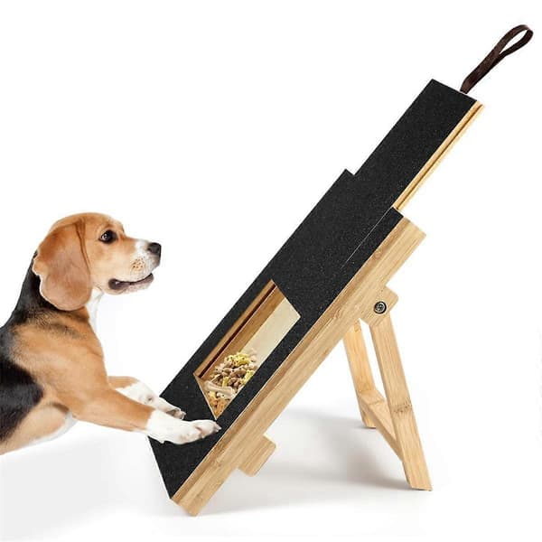 Klösbräda för Hundar, Trä Hundslip Klösbräda för Klor med Snacksbox Hund Klösfyrkant Tr