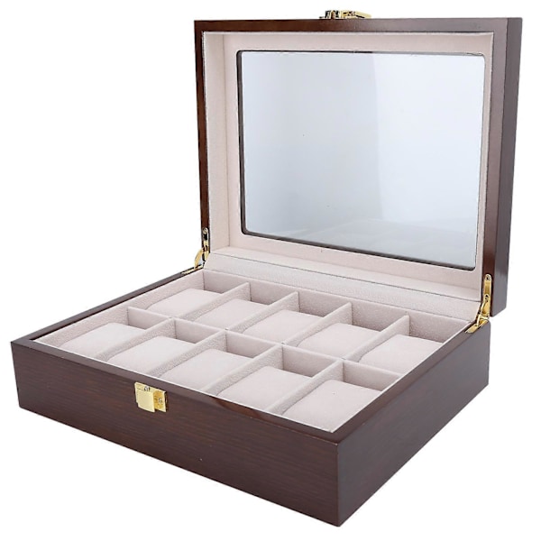 Klockbox Organizer Display Fint Trä 10 Fack Lyxigt Fodral Smyckesdisplay Förvaringslåda YEMAA