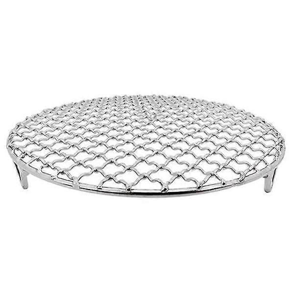 304 Rustfrit Stål Rund Grillnet Med Fødder Barbecue Bbq Net Kølerist Damp Bagning (1 stk, Sølv)
