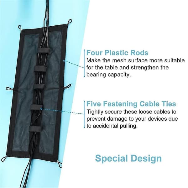 Kabelstyringsnet Under Bord Sort Mesh Kabelstyring Fleksibelt Under Bord Kabelstyringsnet F