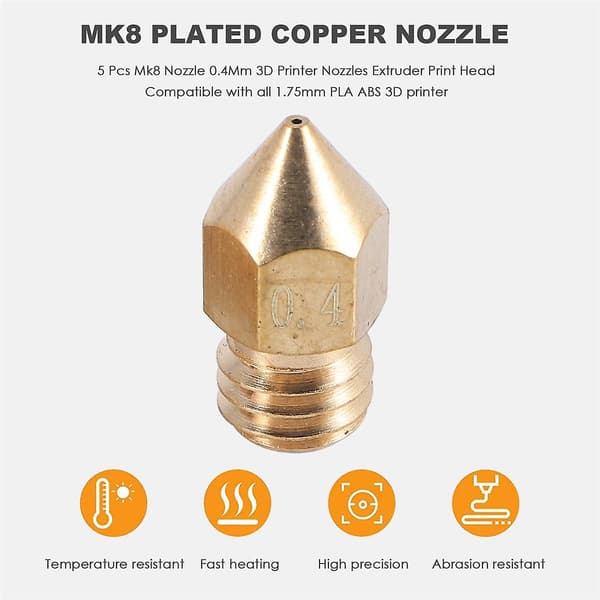 3D-printer Extruder Samlet Mk8 Hot End Kit Til 3 / 3 Pro Med Aluminium Opvarmningsblok, 1.75mm, 0.