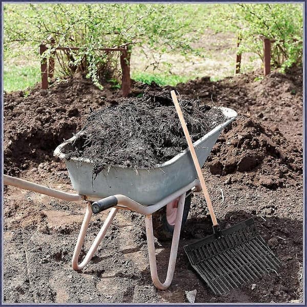 Gødningsgaffel Hoved, Pitchfork Hoved, Hestegødning Rake, Til Opsamling af Gødning, Stald Affald Fjernelse, Sort, 2 stk