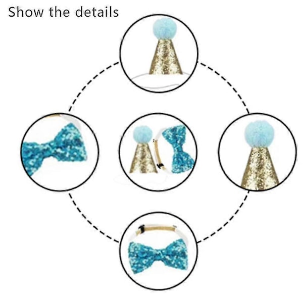Hundefødselsdagstøj med Slør, Hat og Sløjfe (Blå)