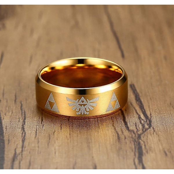 UBIUO 8mm The Legend of Zelda Triforce Ring, Rostfritt Stål Matt Finish - -13