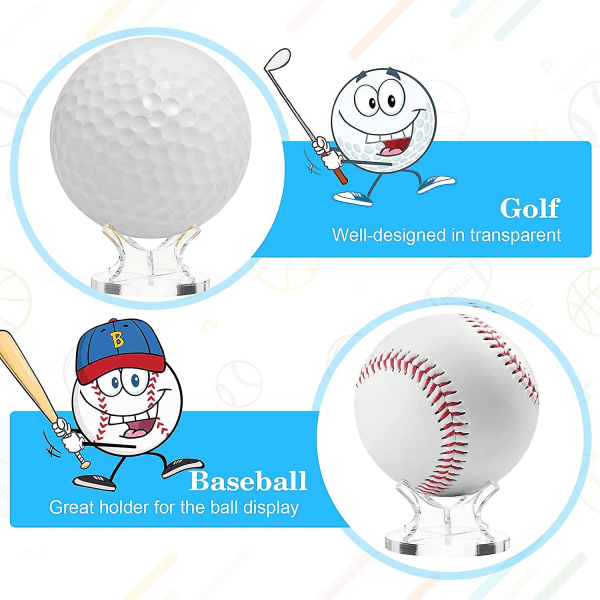 3 delar akryl Liten bollställningshållare Sportboll displayställ för baseball Golf Softball Tennis