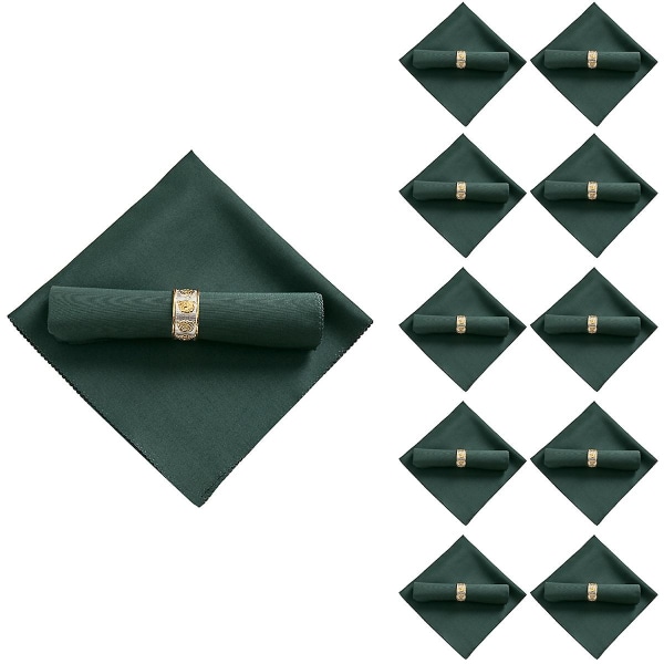 10Pcs 48X48cm Polyester Cloth Napkins for Restaurant Wedding Banquet , Dark Green