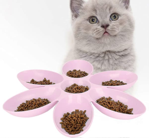 Kattefoder- og vandskål, fødevaregodkendt kattefoderskål til mad og vand (pink)