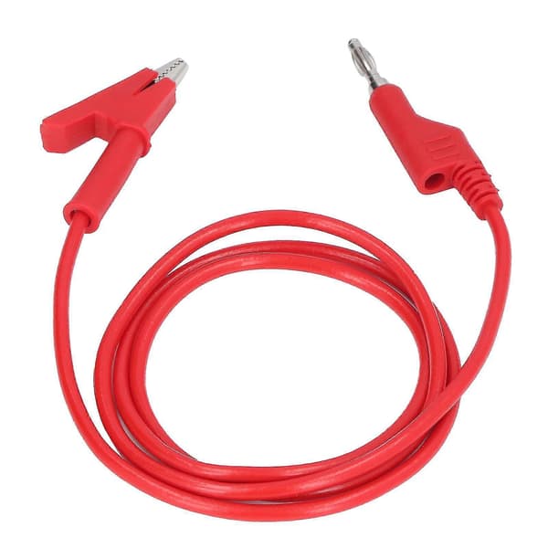 Krokodilleklemme Testledninger Fleksibel Bananplugg Ledning Kabel for Elektrisk Testing 4mm Rød