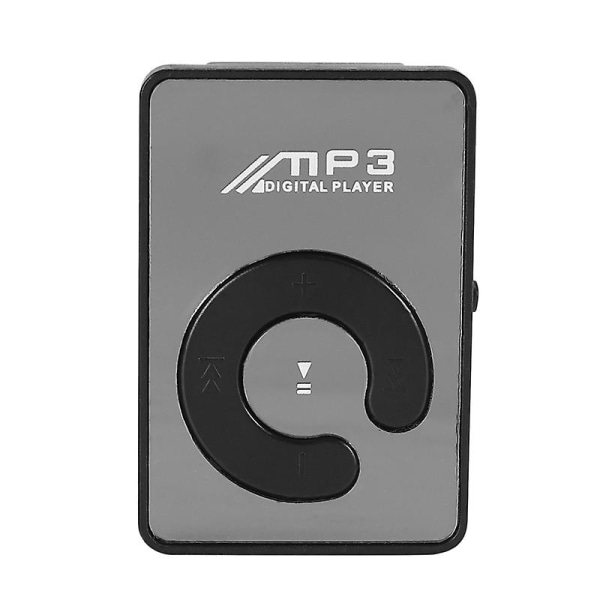 Mini Spejl Klip Usb Digital Mp3 Musik Afspiller Understøtter 8gb Sd Tf Kort Sort