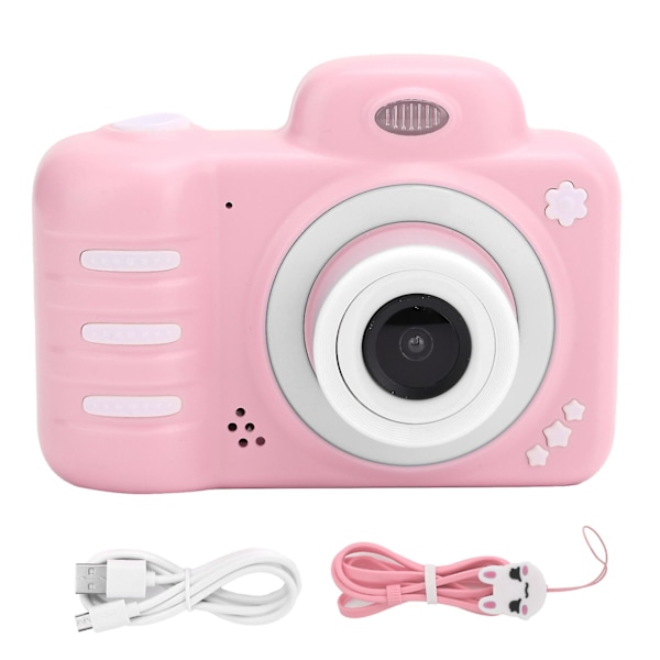 Dual Lens Barnekamera 2.4in Full HD Skjerm 1080P Fotografering Video Leke Bursdagsgave til Barn Rosa