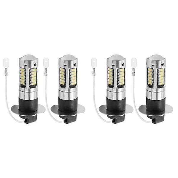 4 stk H3 Super Lys LED Tåkelys Kjørelys DRL Pærer Sett 6000K Hvit