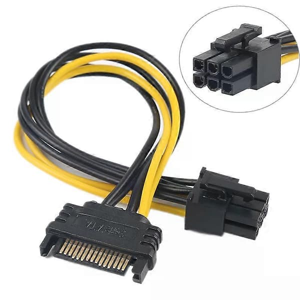 2023 NY 15-pin SATA-strøm til 6-pin PCI Express-adapterkabel Strømforsyningskabel 20 cm Engros GPU-kort Strømadapterkabel Stay A 3pcs
