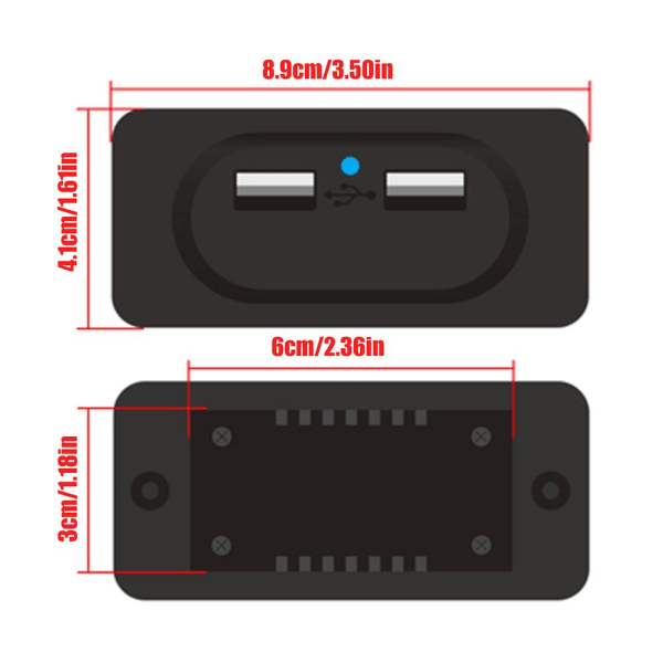 12V 31A Dobbel USB-lader Strømuttak Adapter Ladingspanel Montering Med LED-lys For Motorsykkel Bil Båt ATV UTV Bobil Caravan