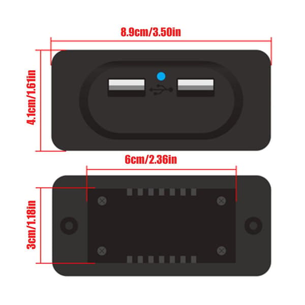 12v 31a Dobbelt USB-oplader Strømstik Adapter Opladningspanel Montering Med LED-lys Til Motorcykel Bil Båd ATV UTV Camper Caravan