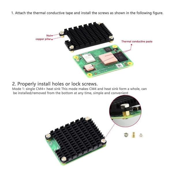 2 Sæt Køleplader i Aluminium til Raspberry Pi Cm4 Compute Module 4 Cpu Varmeafledning