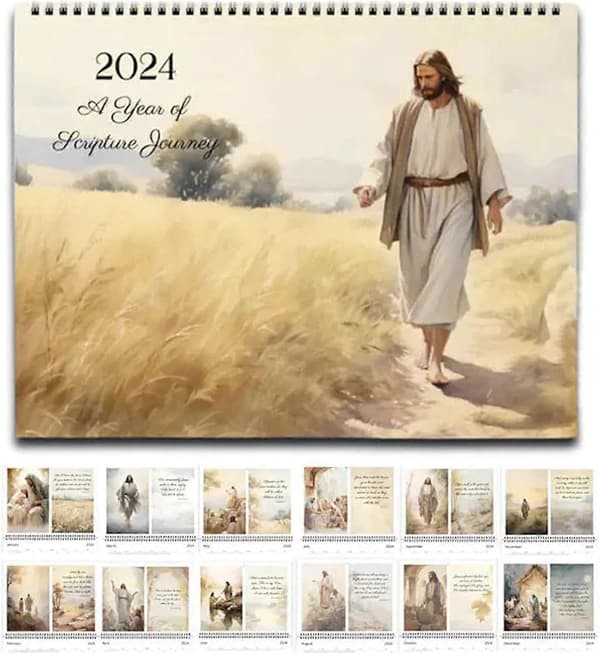Jesus Konst Väggkalender - Jesus Affischkalender, 2024 Kristen Tro Jesus