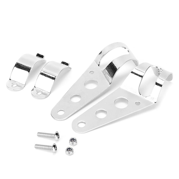 2pcs Aluminum Alloy Headlight Bracket Mount Stand Support for MotorcycleElectroplated Silver Large 1.5-2.0in