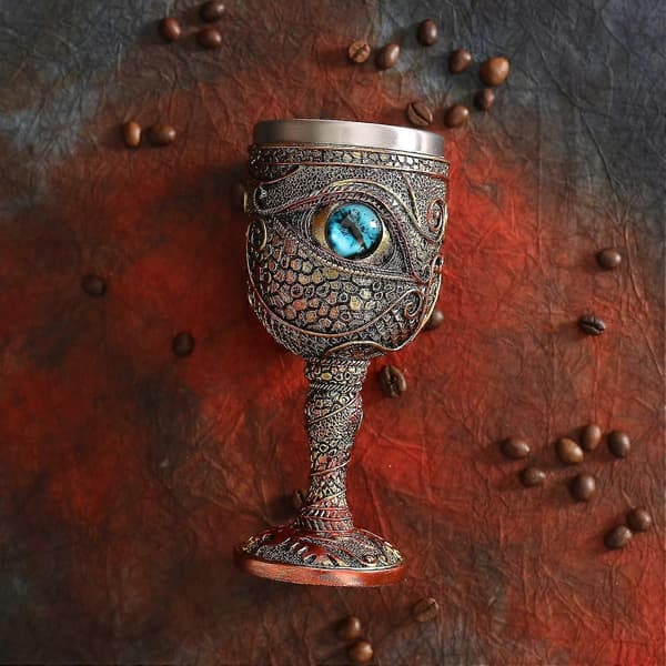 Rustfritt Stål Vinglass Drageøyet Beger, Dungeons And Dragons Middelalderdrage 210ml Gave Til Menn (blå øyne)