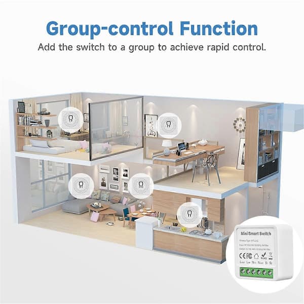 Mini Smart Switch 16A WiFi Relæmodul Smart Switch Trådløs Lyskontakt Stemmestyring Til Smart
