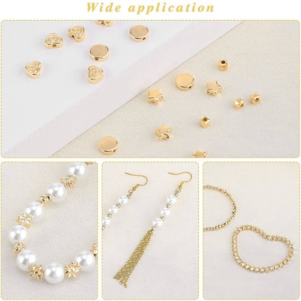 1200 bitar Spacer Beads Set för armband Örhänge Halsband Smyckenstillverkning (6 olika former)