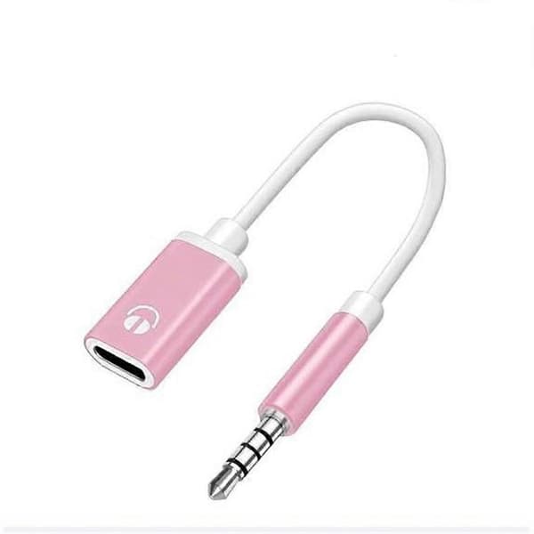 3,5 mm hann til Type-c hunn hodetelefonkonverter Flat Adapter Analog Rund S5J7 Pink