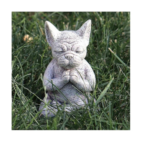 Mediterende Hundestatue Buddha, Fransk Bulldog Mediterende Statue, Mediterende Bulldog Resin Ornament,y