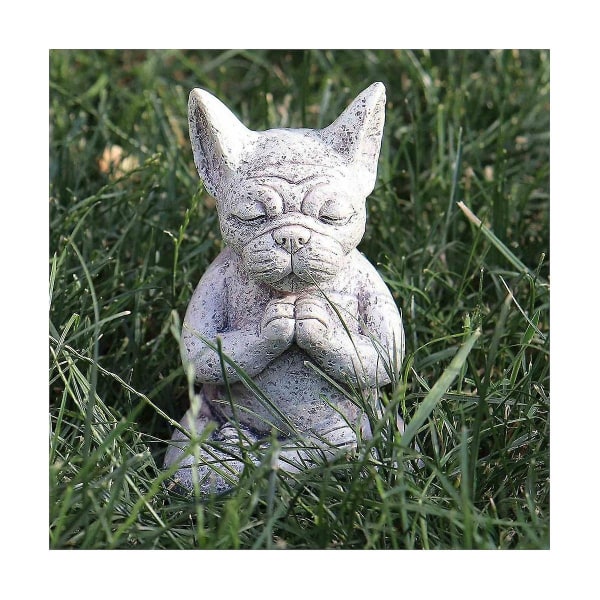 Meditoiva koirapatsas Buddha, ranskanbulldogin meditoiva patsas, meditoiva Bulldog-hartsi-ornamentti,y