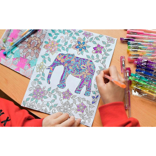 100 stycken glittergelpennor Gelpennor Set Flerfärgade Gelpennor Set Perfekt för Vuxna Färgbok Rita Färgbok