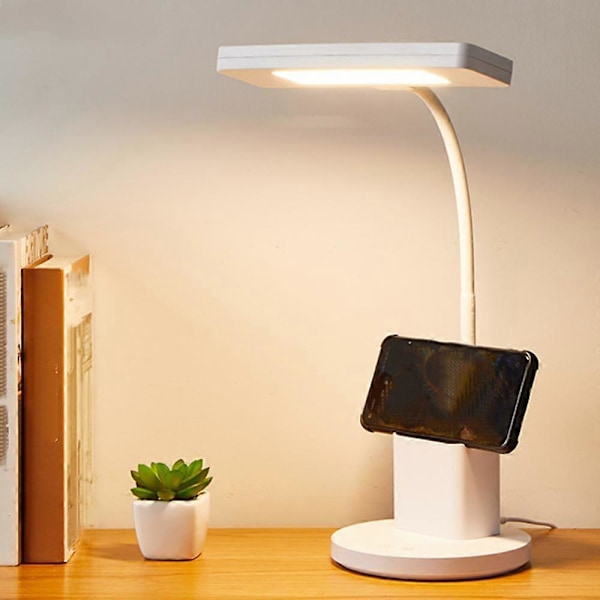LED Bordlampe, 3 Farvetemperatur Øjenbeskyttelse Skrivebordslampe med Penholder Funktion, Touch Kontrol Lysstyrke Opladning Lærings Skrivebordslampe, Børn D