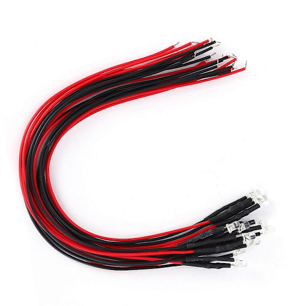 50 stk. Diode Koblet Lysende Rundt Hode Fremhev Rett Plugg LED Perler 12V 3mm YEMAA
