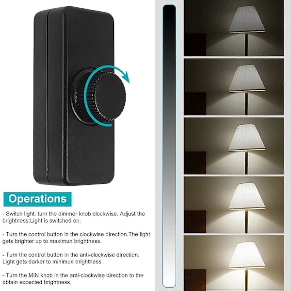 3-100W LED bagkantdæmper (drejedæmper), bruges til dæmpbare LED, glødepære, halogenpære, 220-240V, CE stik-kontakt, sort
