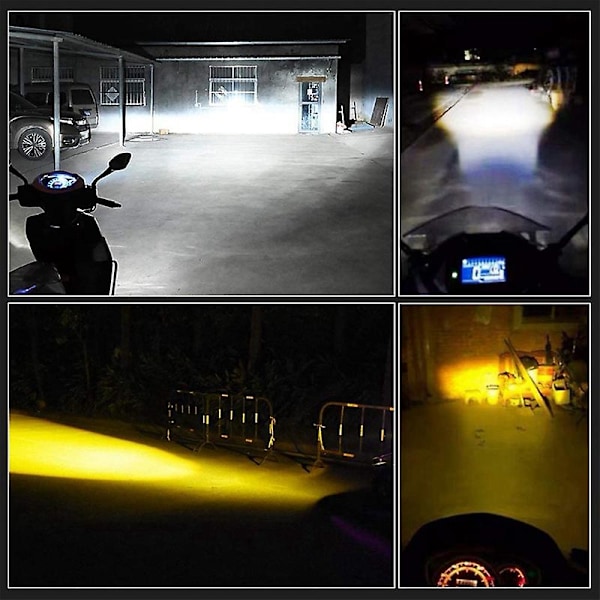 H4 LED Spotlight Lille Lyspære LED Motorcykel Modificeret Forlygte Integreret To-Farvet Forlygte