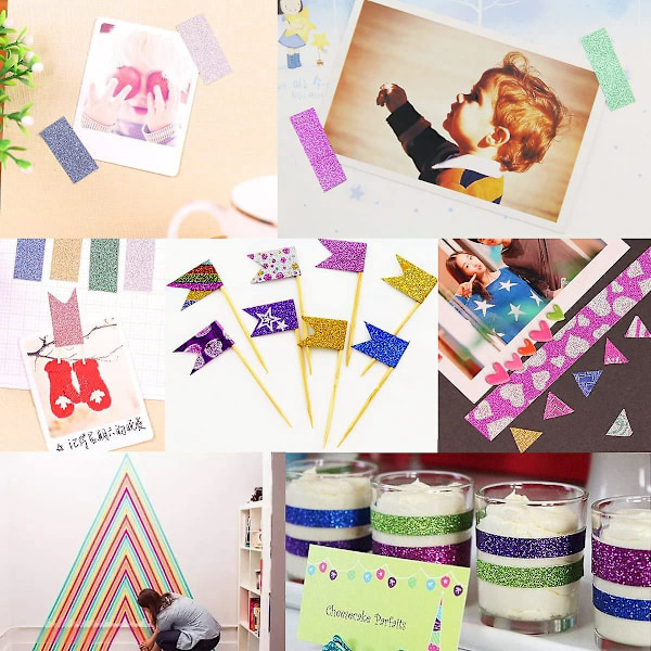 50 Ruller Glitter Washi Tape Sæt, Dekorativ Klæbende Maskeringsbånd til Håndværk, Scrapbooking Tilbehør