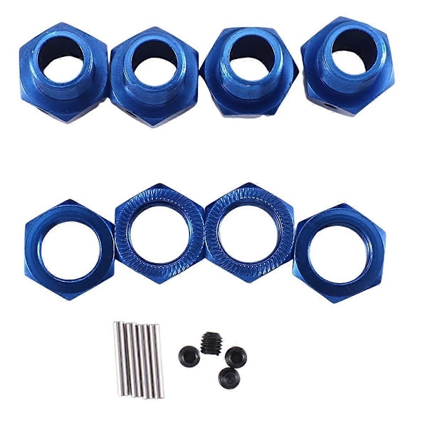 4 st Metall Förlängd Hjul Hex Nav Adapter för 1/10 Arrma Kraton Outcast RC Bil Uppgraderingar Delar Tillbehör, Blå