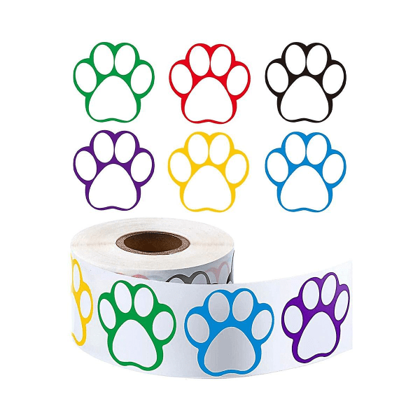 En rulle med 500 stykker farverige klistermærker Hundenavnemærker Etiketter, 1 tomme (blandet farve)