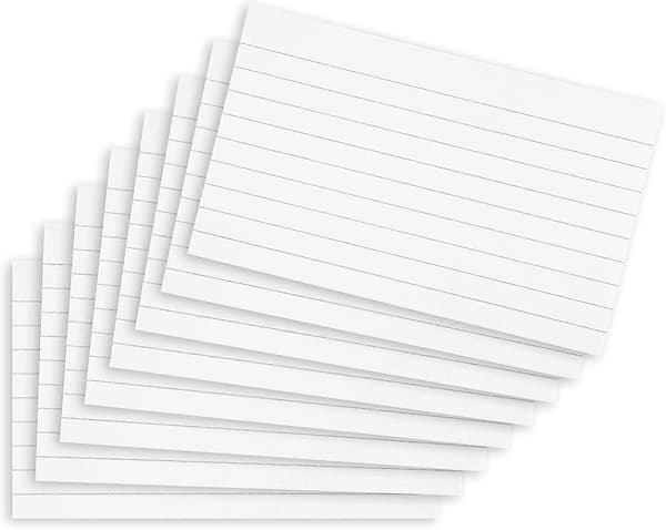 Summit-kort, 200-pack Vit, Linjerade Revisions-kort, 125x75mm