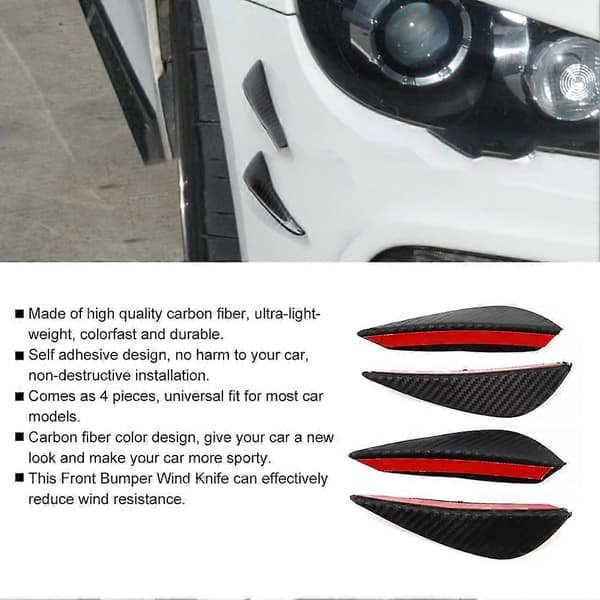 Carbon Fiber Bil Modificeret Front Bar Vindkniv Frontkofanger Universal