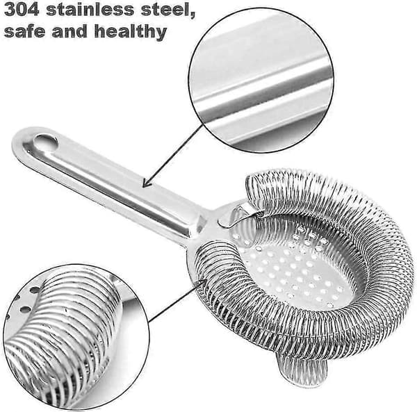Cocktail Strainer - Rustfri Stål Bar Strainer Til Bartending, Bar Værktøj Drik Strainer Til Bartendere Og Mixologer 1 Styk sølv