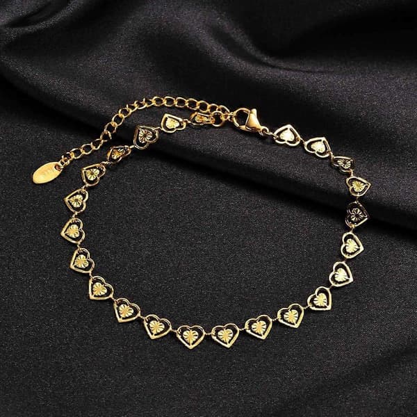 Forgyldt Hjerteformet Butterfly Krystal Butterfly Anklet