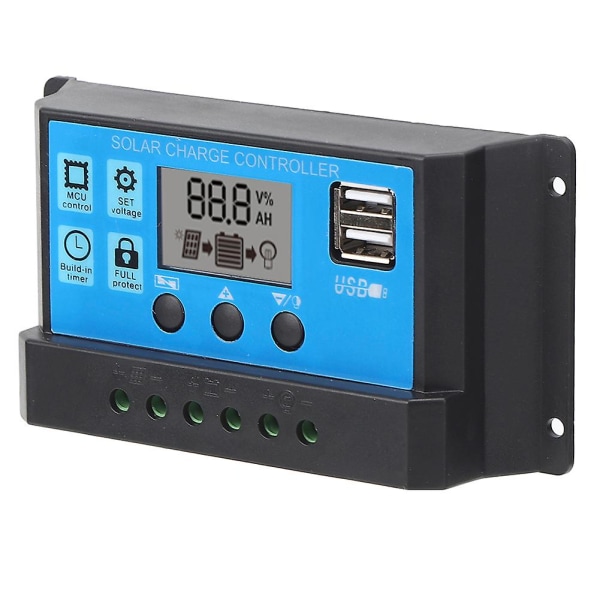 Solcellsladdningsregulator Lcd Dubbel Usb Pwm Cellpanelregulator Med Last Automatisk Identifiering 12v 24v40a