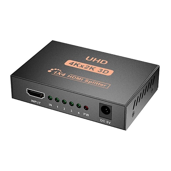 4K 1X4 Splitter, 1 Port till 4 Skärmar, Dubblering/Spegel, USB-driven Splitter för (Utgångar)