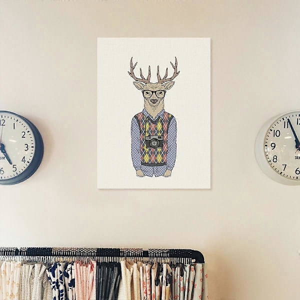 Wekity Animal Gentleman Væghængt Canvas Print Poster, Enkel Mode Akvarel Kunsttegning Dekoration til Hjemmet Stue Soveværelse Kontor og Børneværelse
