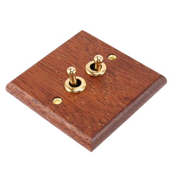 86 Type Solid Wood Panel Switch Vegglampe Retro Messing Toggle Switch Trestruktur Elektrisk Bryter S