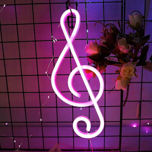 Nuotin muotoiset neonvalot, luova musiikkivalaistus jouluun, häihin, syntymäpäivälahjaksi, pubiin, lastenhuoneeseen, olohuoneeseen - pinkki