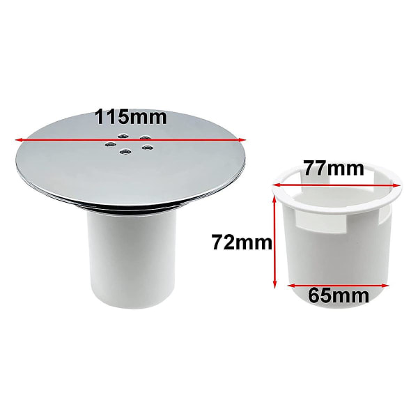 Dusjrist-deksel, Dusjpropphulldeksel 90 mm/115 mm Propp Avløpsutskifting Hull Krombelagt Finish