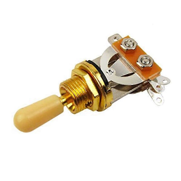 Metrisk 3-vägs Kort Rak Gitarr Toggle Switch Pickup Selector För Elgitarr, Guld & beige (2-pack)