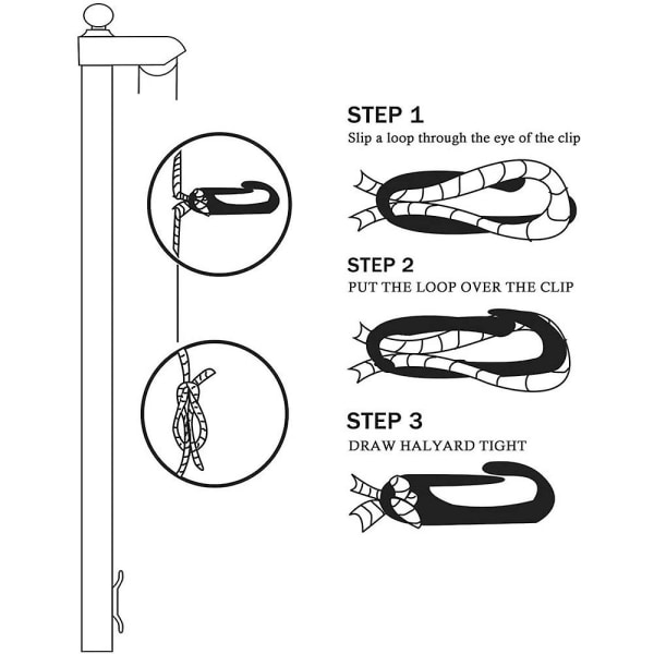 50 Fod X 1/4 Tommer Flagstang Halyard Tov Med 4 Stykker Flagstang Krog Klips, Udendørs Flagstang Adgang