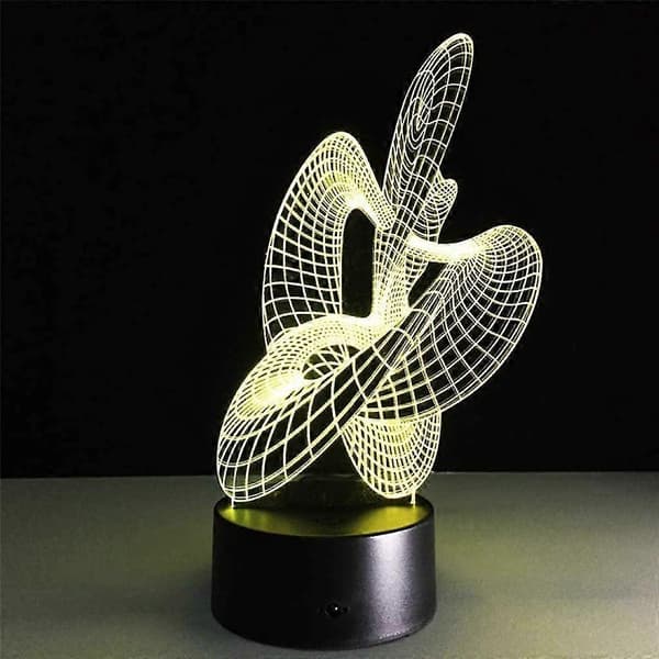 Natlampe, 3D Optisk Illusion LED Lampe Med Touch Sensor Kontakt 7 Farveskift 3D LED Lampe